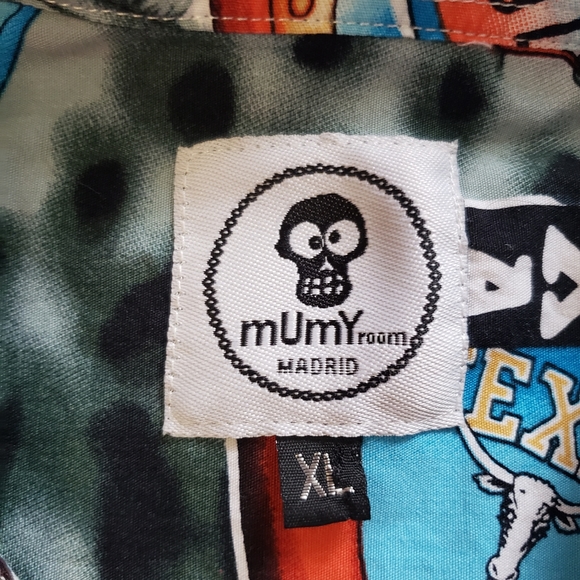 Mens XL Classic Car Cruising Mumy Room Button Front Shirt Colorful Loud - Picture 2 of 8